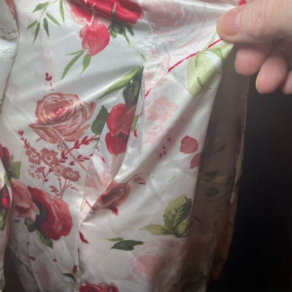 Delicates Women's M Vintage Floral Satin Robe & Dress Set Multicolor - Picture 9 of 16
